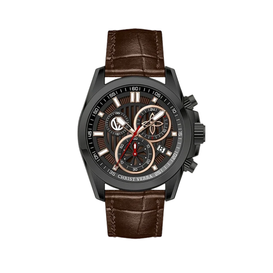 Christ Verra - Jam Tangan PRIA Tali Leather Christ Verra Bellagio Series CV 12493G-26 BLK/BRN · Foto 2
