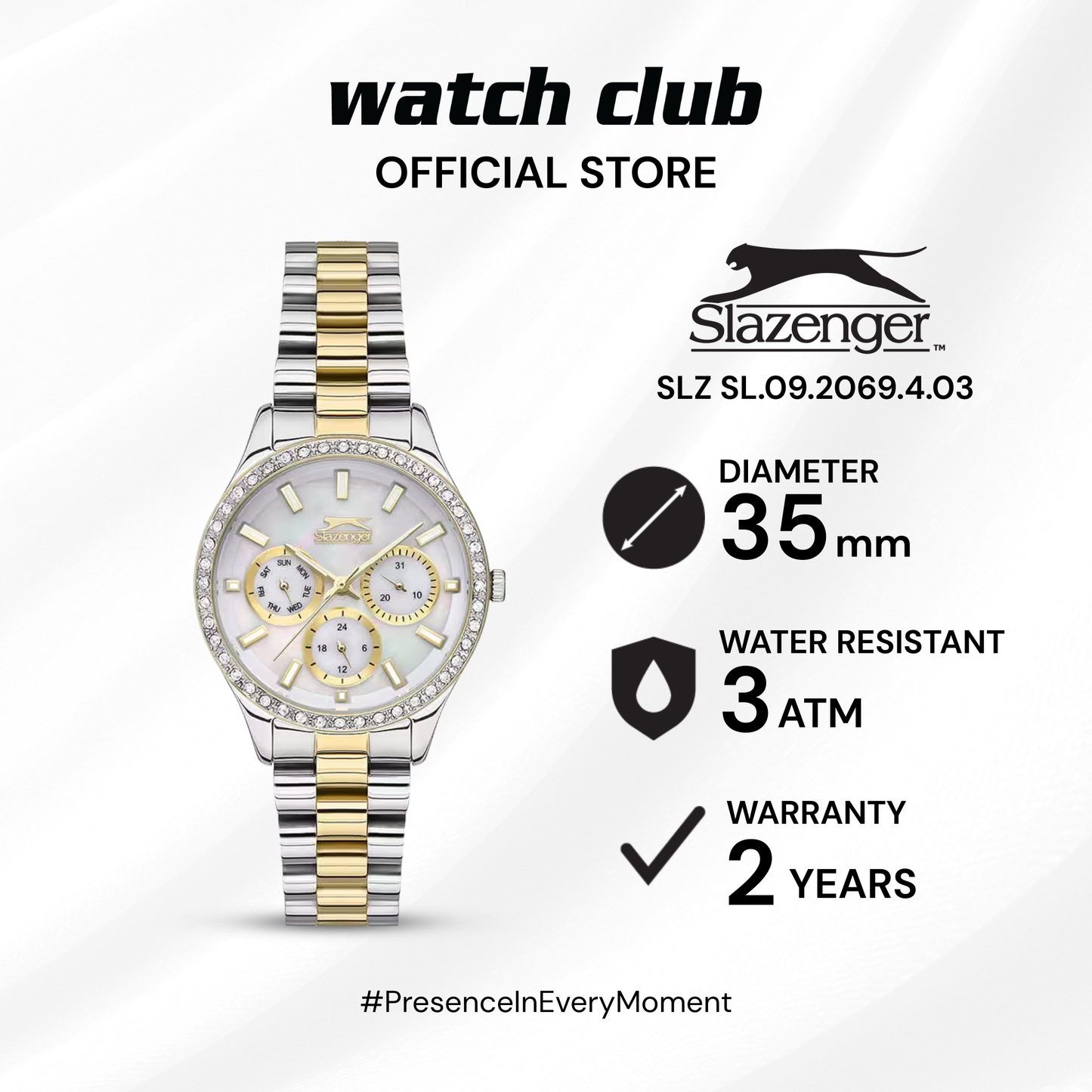Slazenger - Jam Tangan WANITA Tali Stainless Steel Slazenger Quartz SL.09.2069.4.03