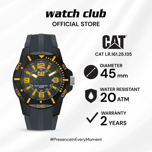 CAT - Jam Tangan PRIA Tali Silicone Caterpillar Gun Yellow Diver CAT LR.161.25.135