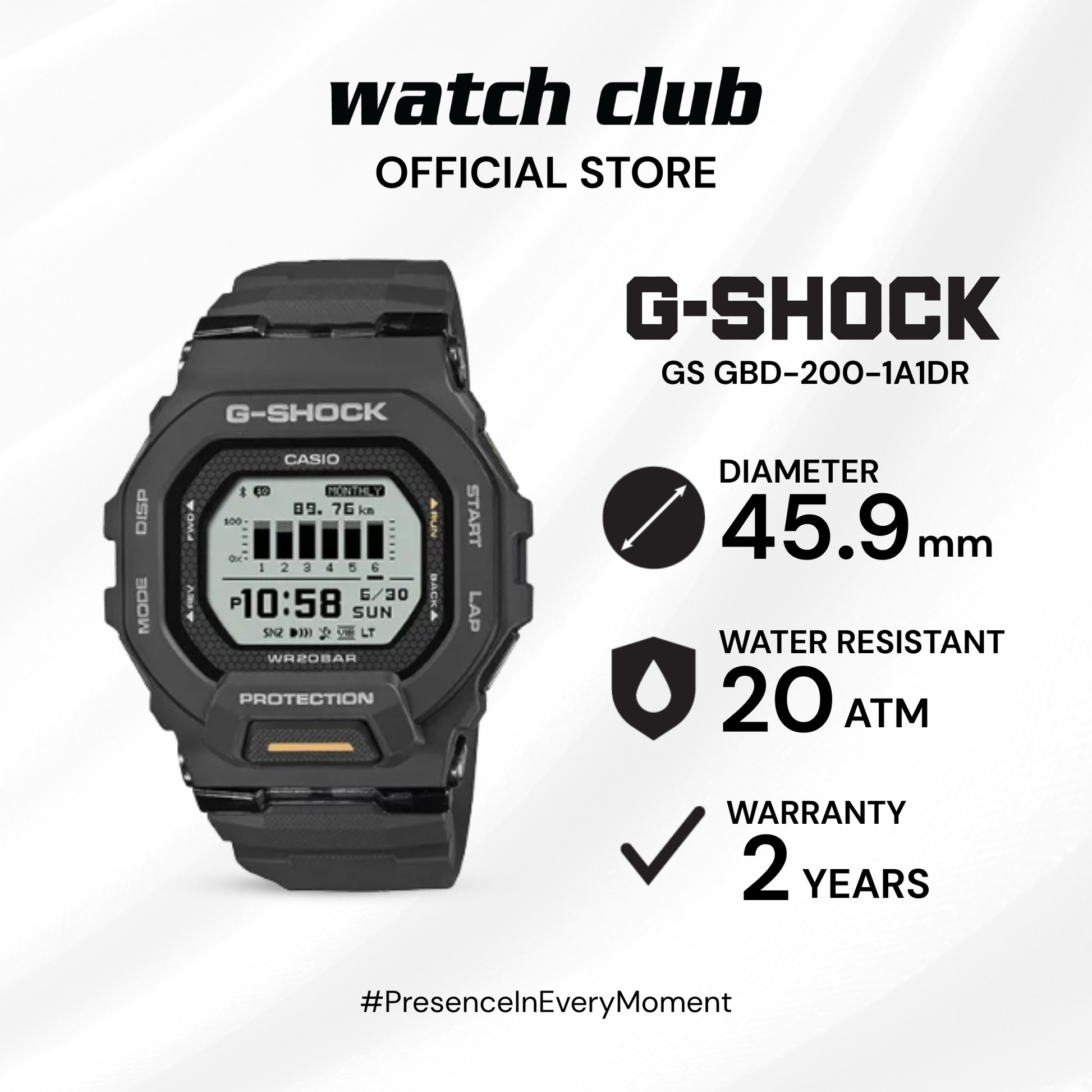 G-SHOCK - Jam Tangan PRIA Tali Resin G-SHOCK G-Squad GS GBD-200-1A1DR
