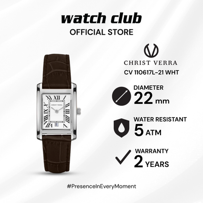 Christ Verra - Jam Tangan WANITA Tali Leather Christ Verra Linea Series CV 110617L-21 WHT