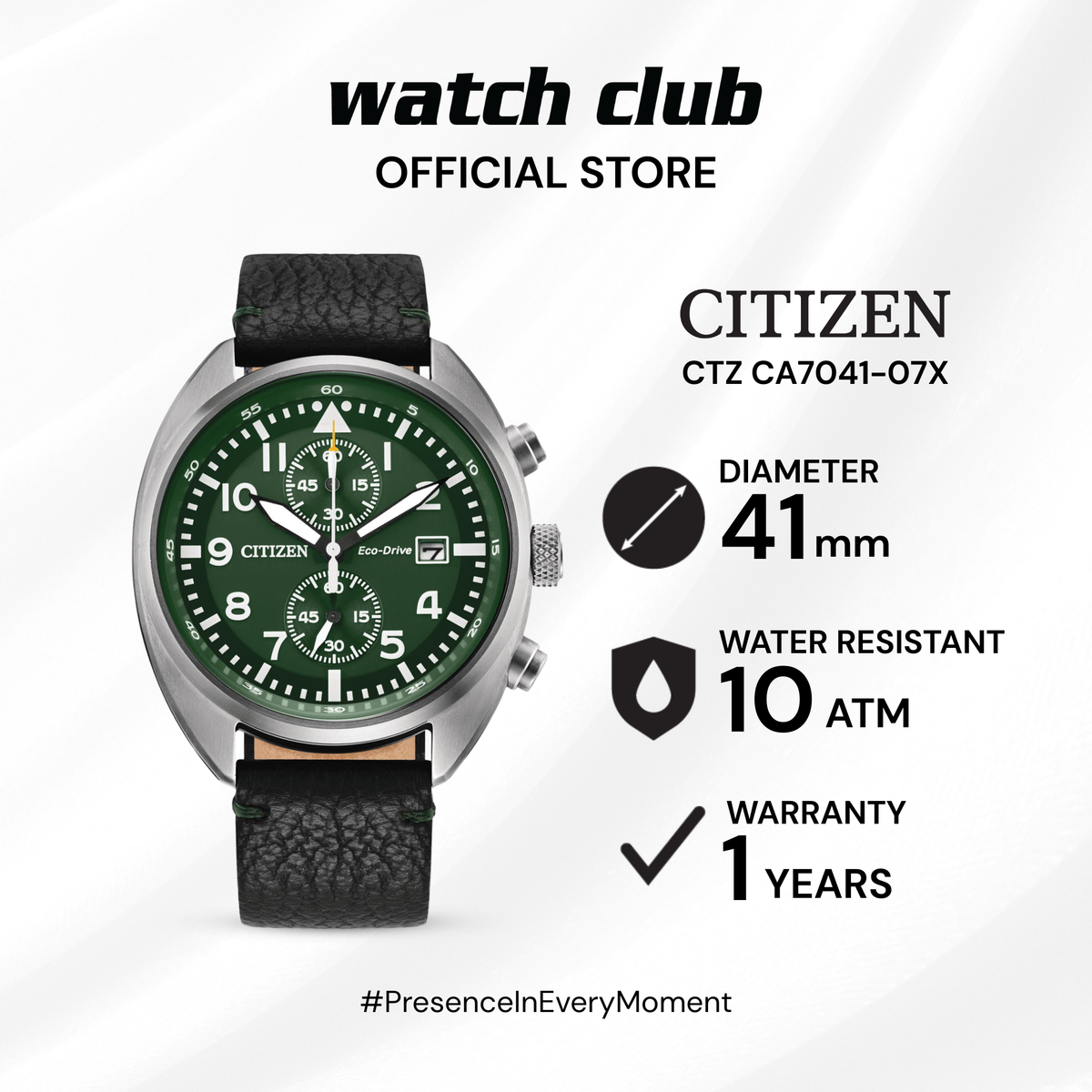 Citizen - Jam Tangan PRIA Tali Leather Citizen Eco-Drive CTZ CA7041-07X