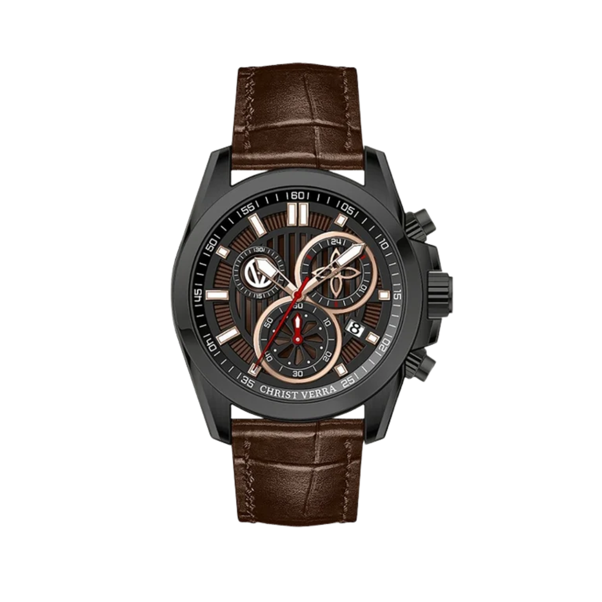 Christ Verra - Jam Tangan PRIA Tali Leather Christ Verra Bellagio Series CV 12493G-26 BLK/BRN · Foto 2