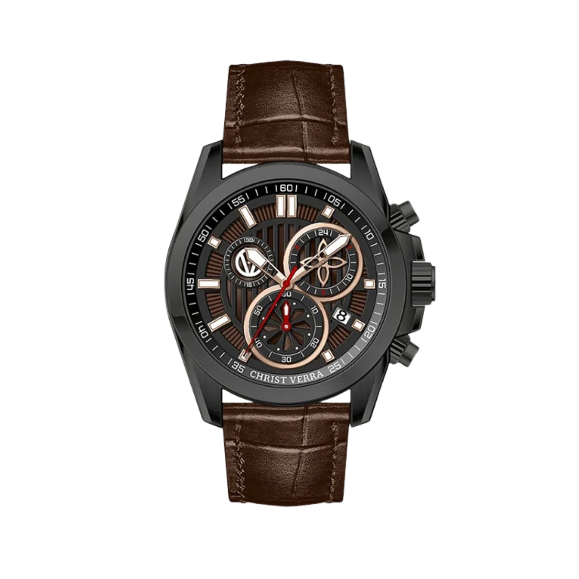 Christ Verra - Jam Tangan PRIA Tali Leather Christ Verra Bellagio Series CV 12493G-26 BLK/BRN · Foto 2