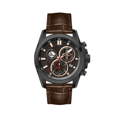 Christ Verra - Jam Tangan PRIA Tali Leather Christ Verra Bellagio Series CV 12493G-26 BLK/BRN · Foto 2