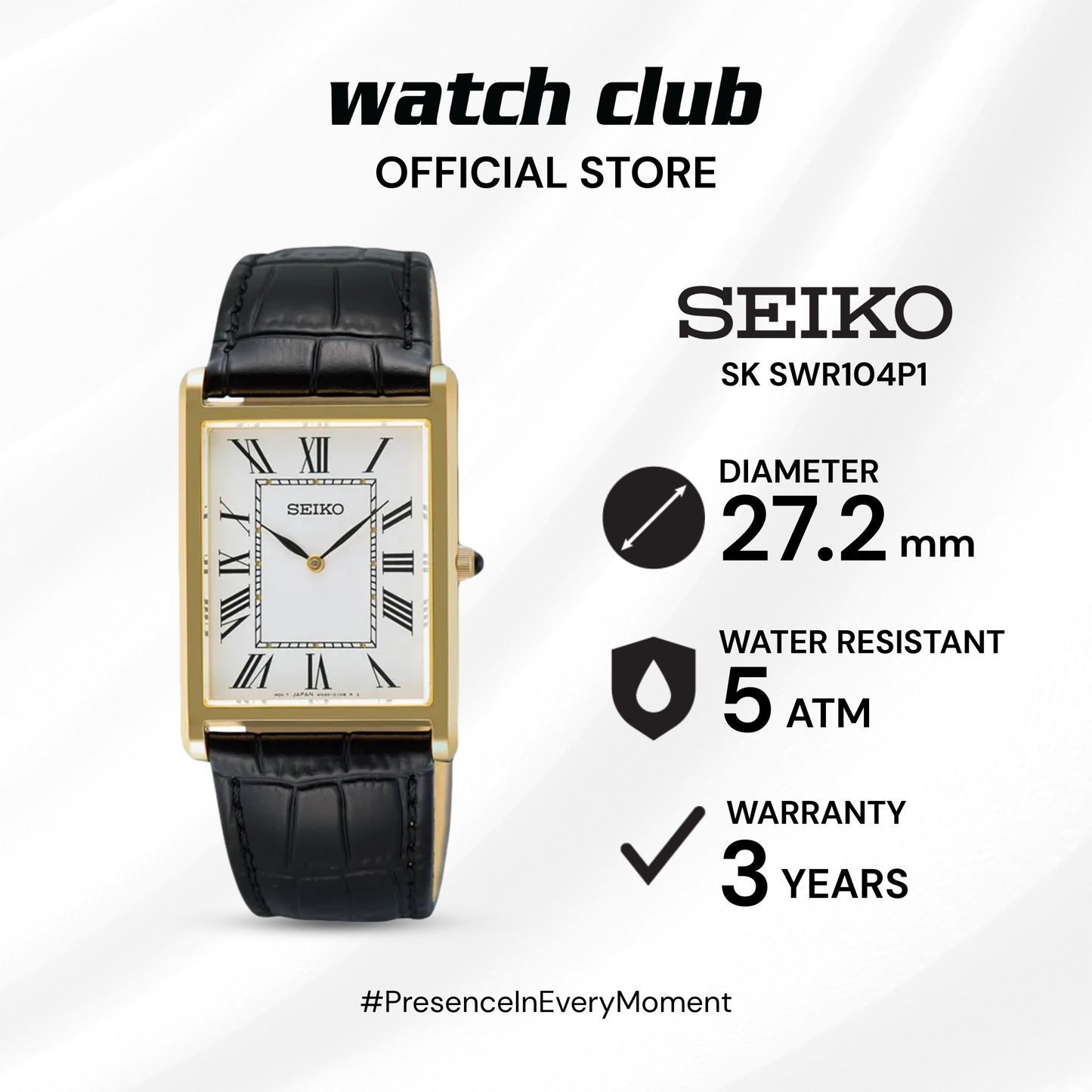Seiko - Jam Tangan PRIA Tali Kulit Seiko Classic Tank SWR104P1