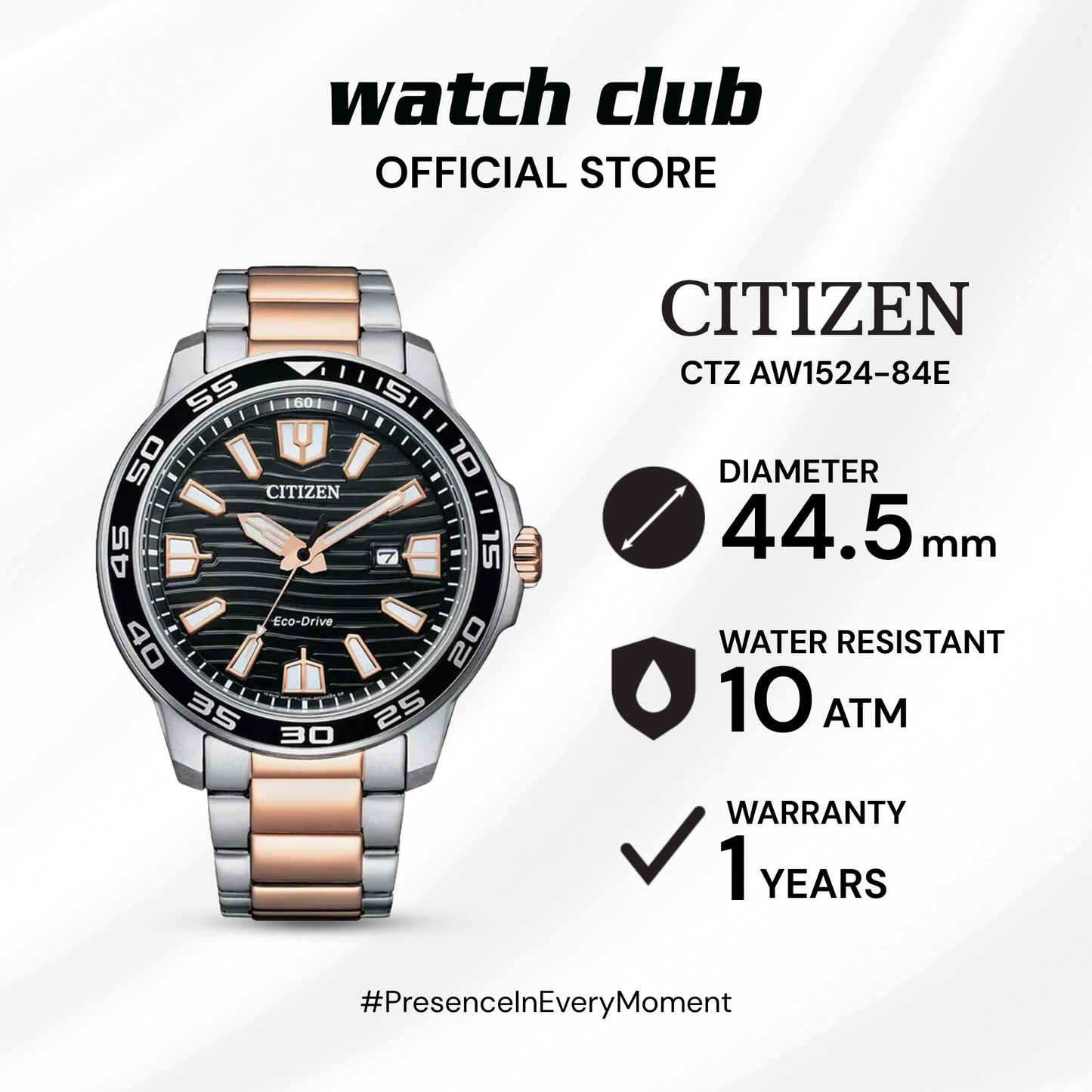 Citizen - Jam Tangan PRIA Tali Stainless Steel Citizen Eco-Drive CTZ AW1524-84E