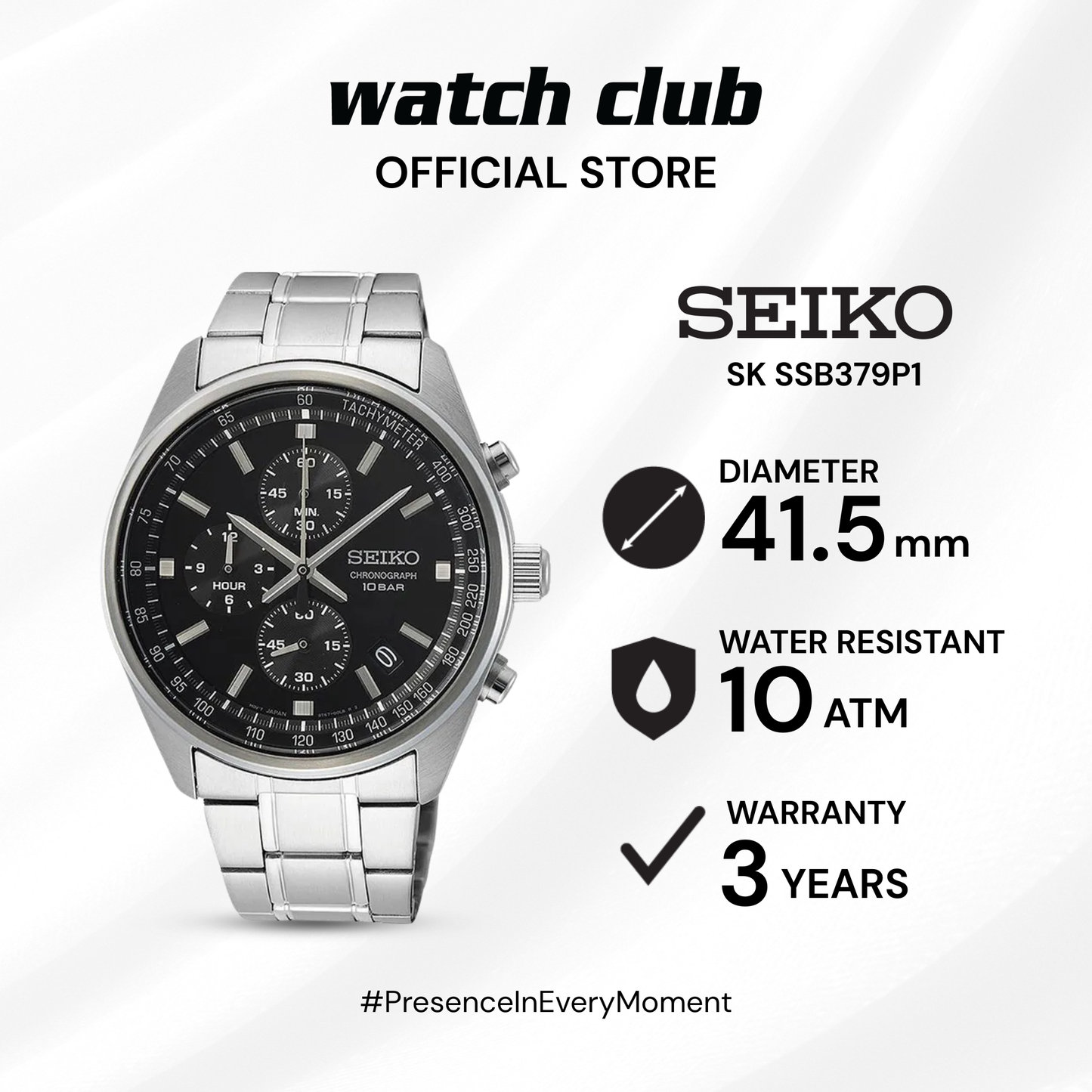 Seiko - Jam Tangan PRIA Tali Stainless Steel Seiko Chronograph SSB379P1