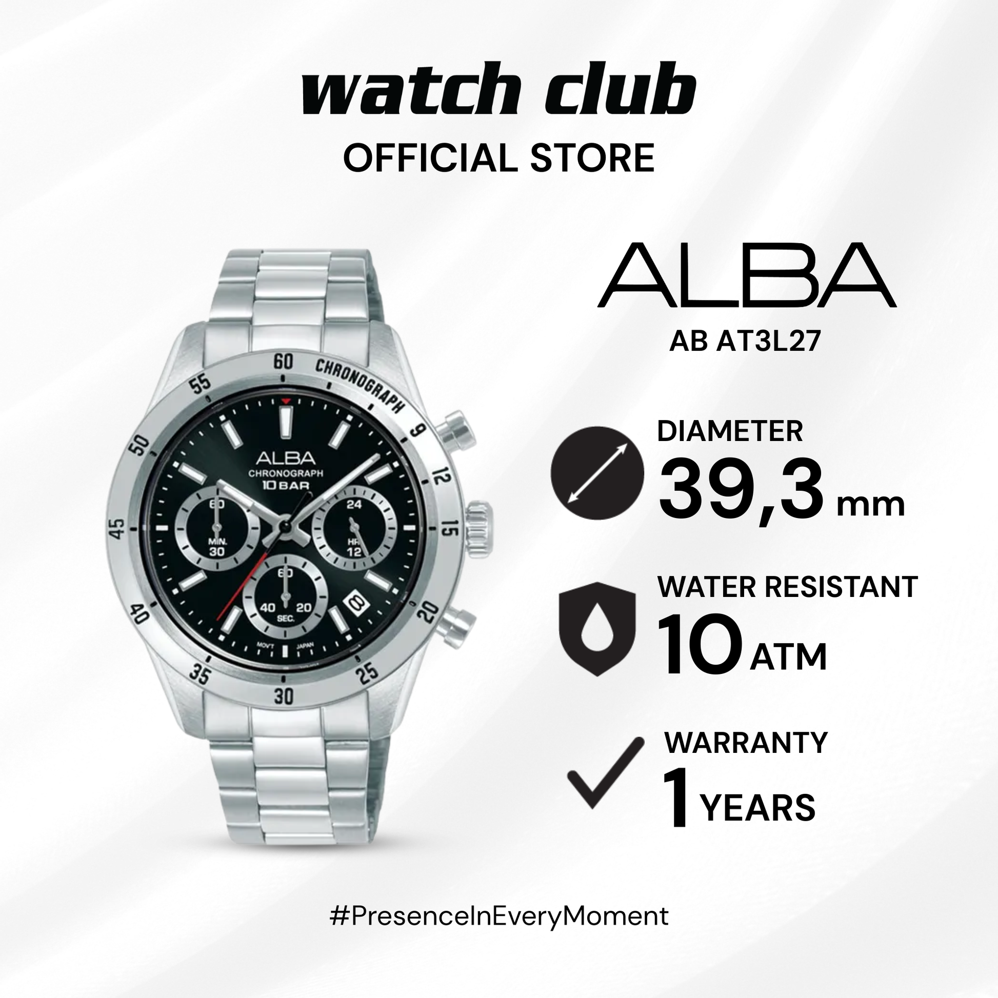 Alba - Jam Tangan PRIA Tali Stainless Steel Alba Active AT3L27X1 AB AT3L27