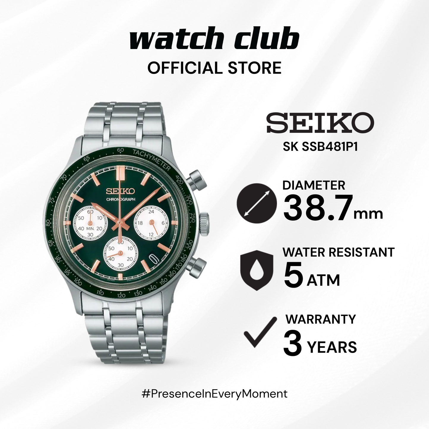 Seiko - Jam Tangan PRIA Tali Stainless Steel Seiko Discover More SSB481P1