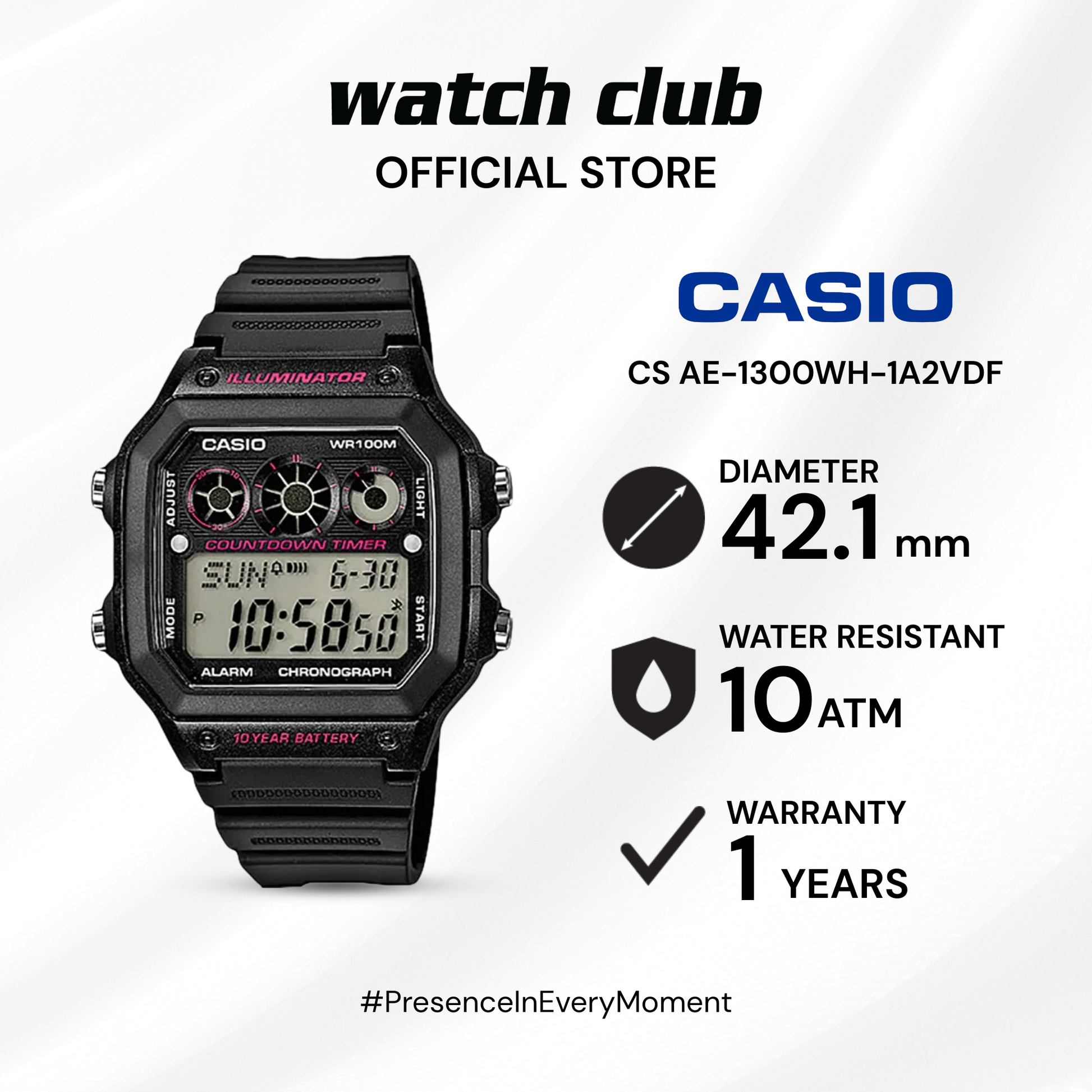 Casio - Jam Tangan PRIA Tali Resin Casio AE-1300 CS AE-1300WH-1A2VDF