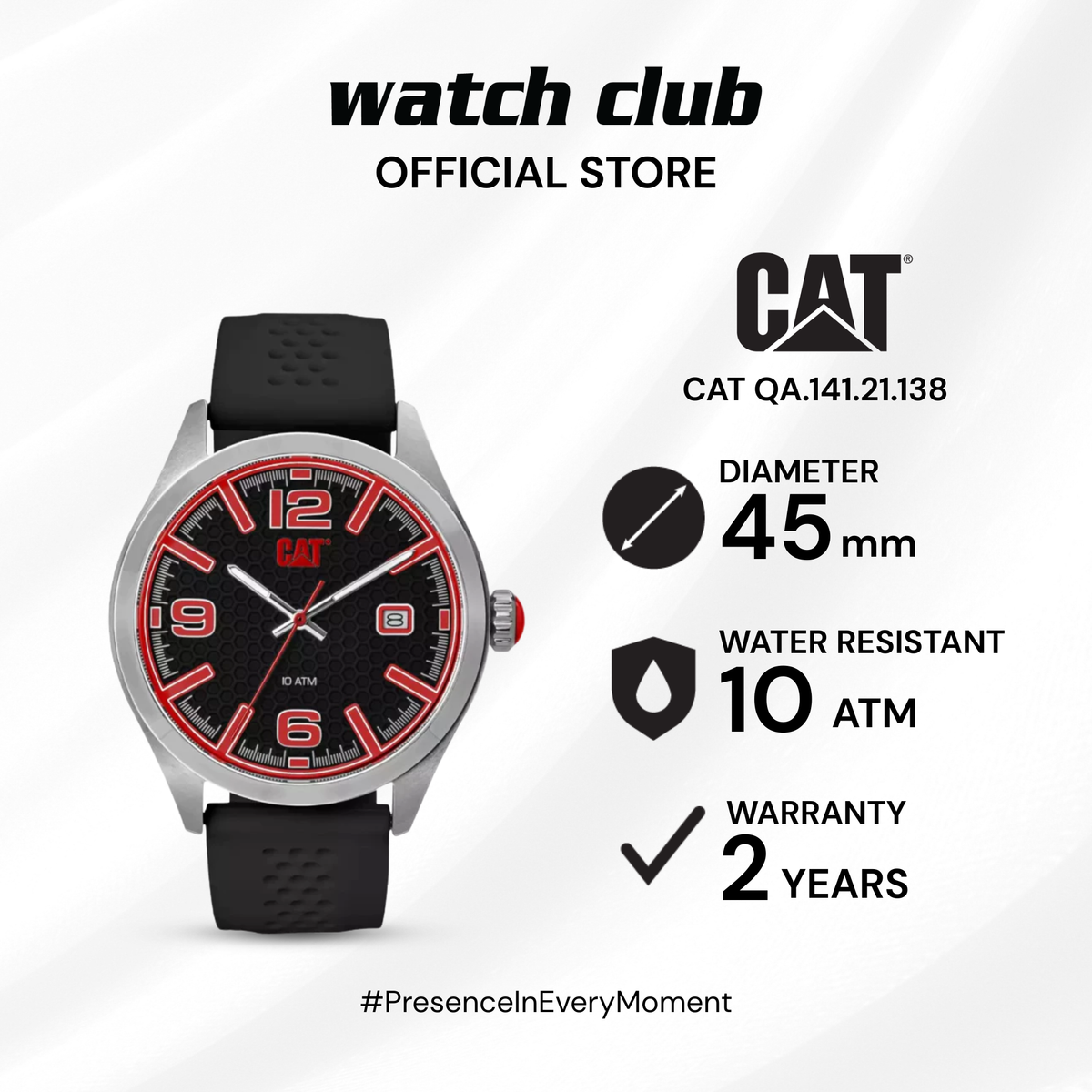 CAT - Jam Tangan PRIA Tali Silicone Caterpillar Sporty Special Edition CAT QA.141.21.138