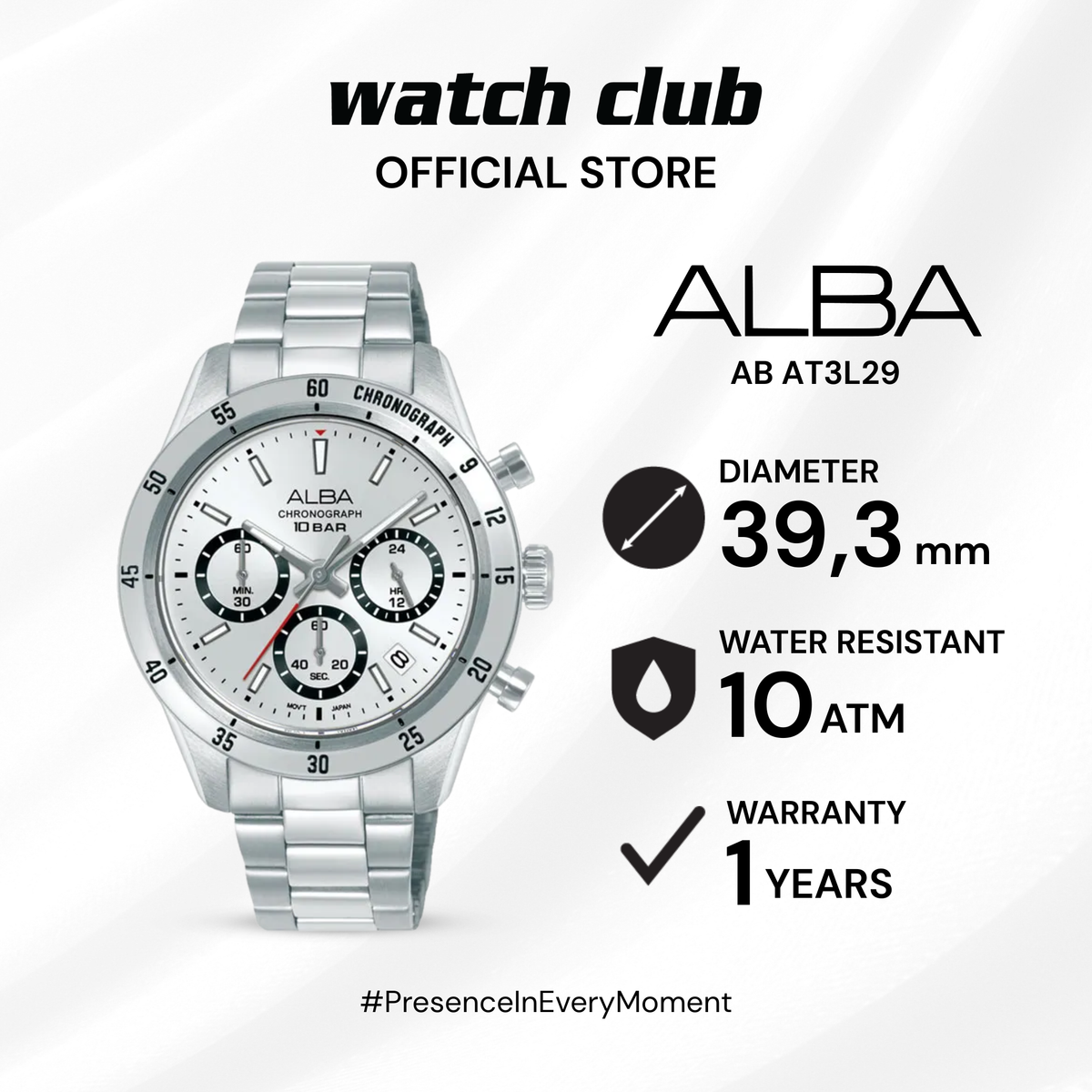 Alba - Jam Tangan PRIA Tali Stainless Steel Alba Active AT3L29X1 AB AT3L29
