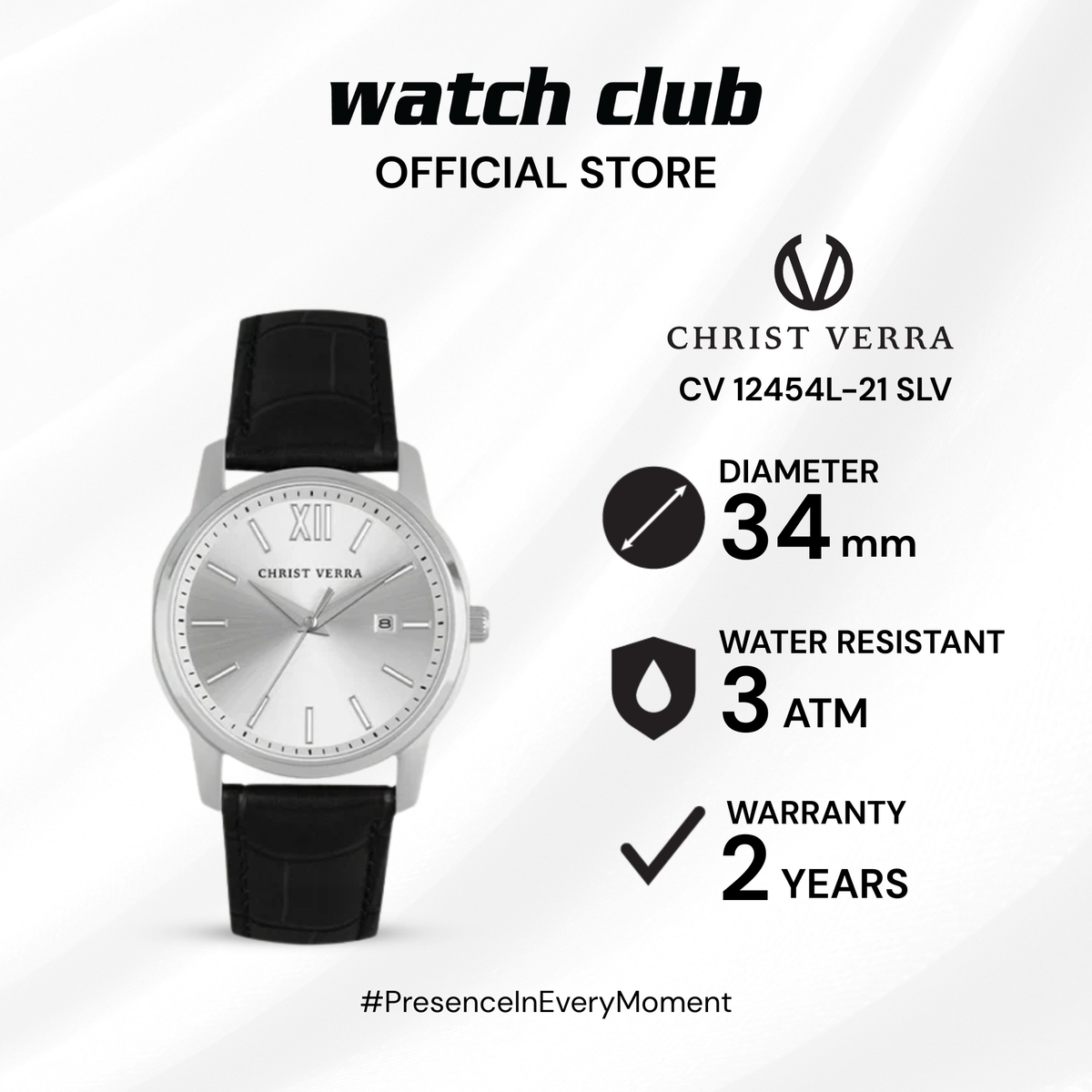 Christ Verra - Jam Tangan WANITA Tali Leather Christ Verra Domina Series CV 12454L-21 SLV