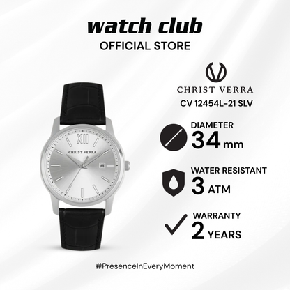 Christ Verra - Jam Tangan WANITA Tali Leather Christ Verra Domina Series CV 12454L-21 SLV