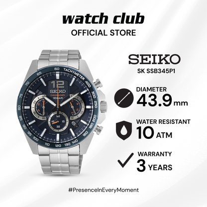 Seiko - Jam Tangan PRIA Tali Stainless Steel Seiko Neo Sport SSB345P1