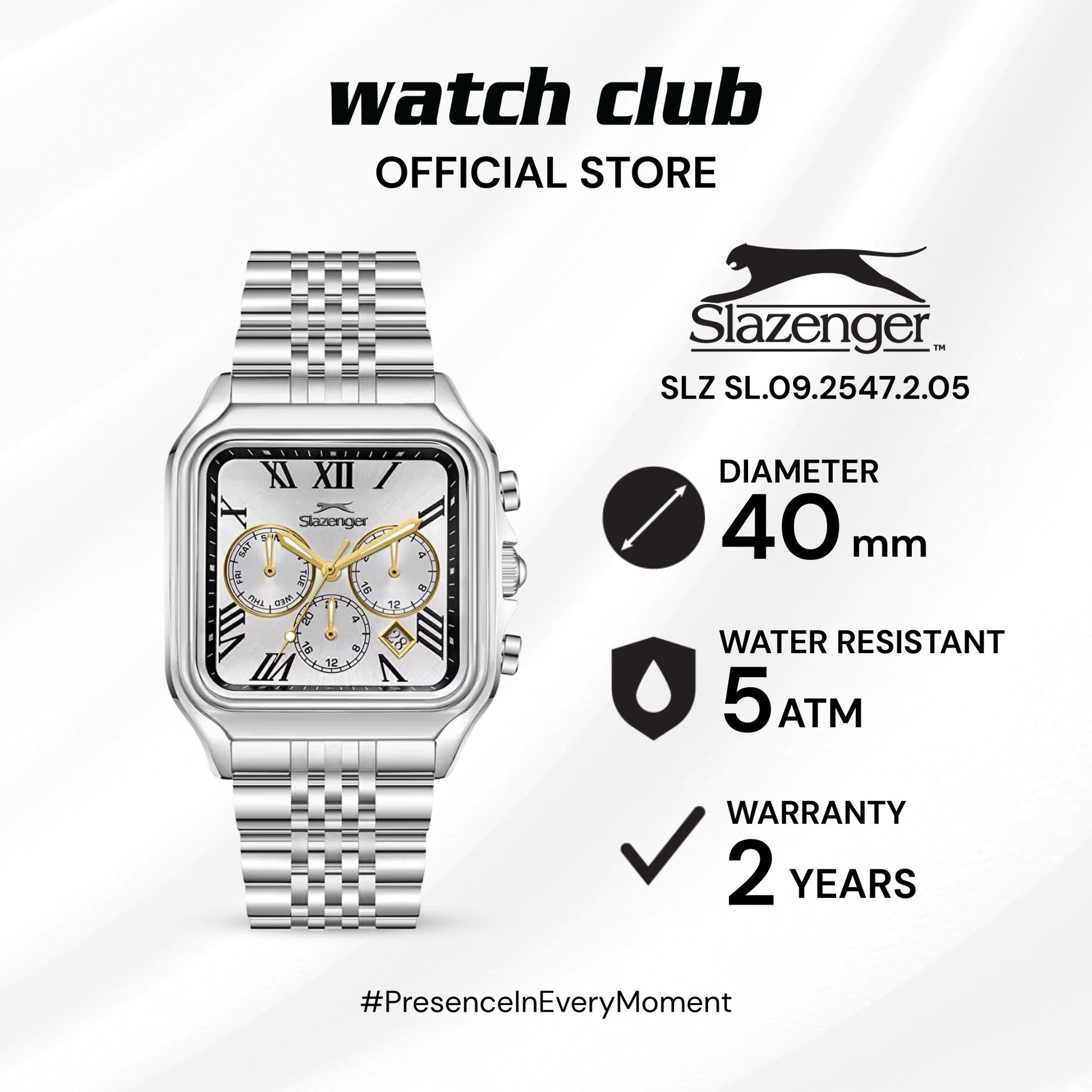 Slazenger - Jam Tangan PRIA Tali Stainless Steel Slazenger Quartz SL.09.2547.2.05