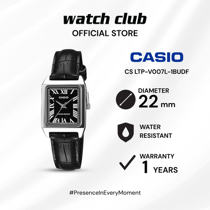 Casio - Jam Tangan WANITA Tali Leather Casio Tank CS LTP-V007L-1BUDF