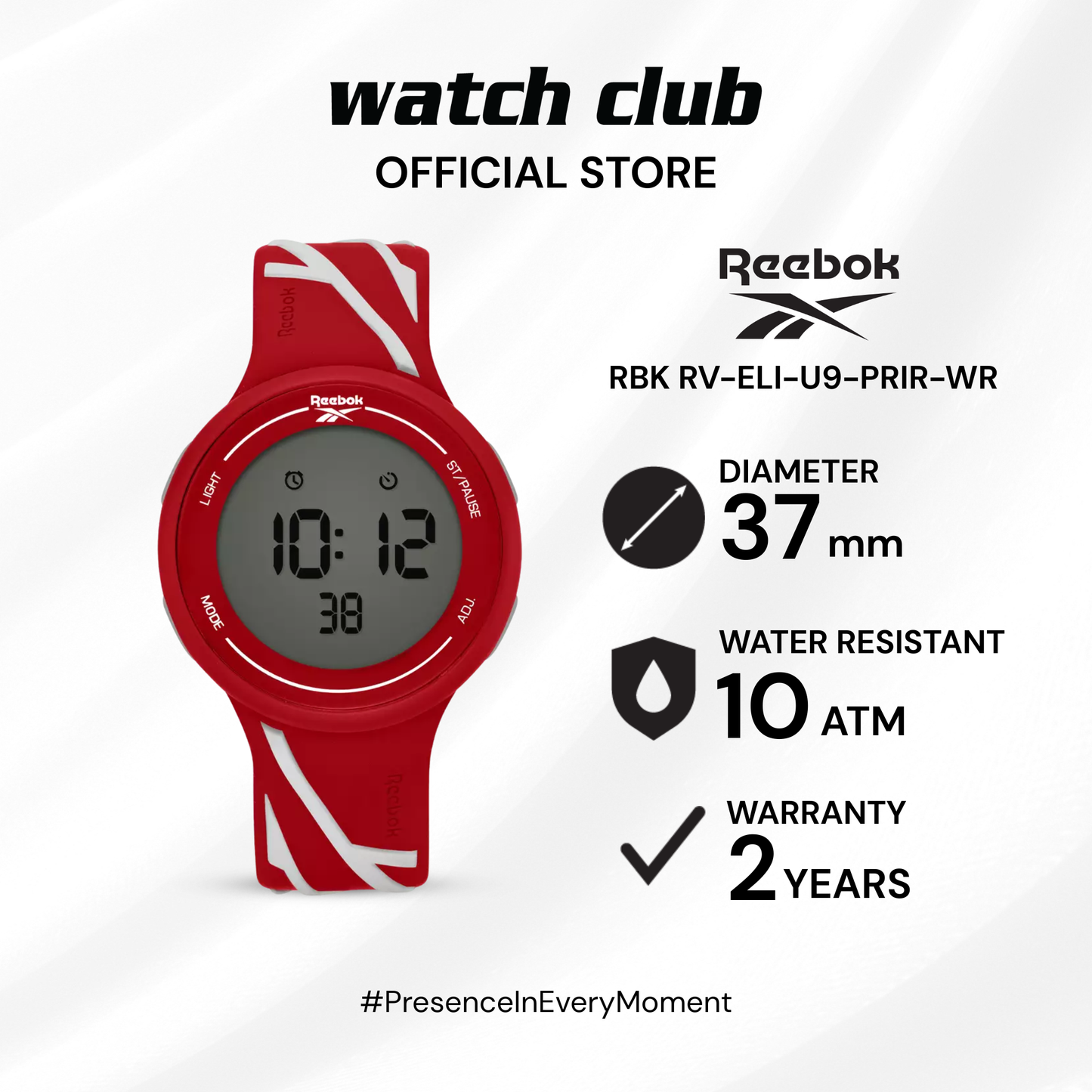 Reebok - Jam Tangan WANITA Tali Rubber Reebok Sporty Women's Watches RBK RV-ELI-U9-PRIR-WR