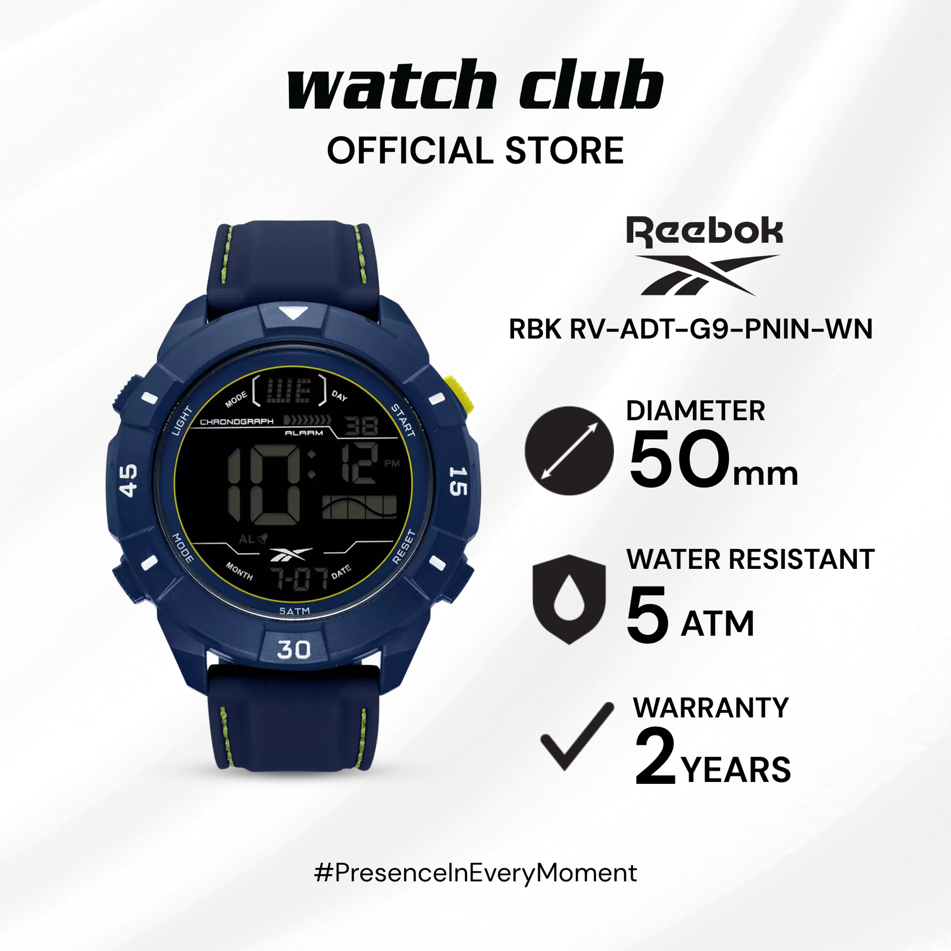 Reebok - Jam Tangan PRIA Tali Rubber Reebok Casual Men's Watches RBK RV-ADT-G9-PNIN-WN