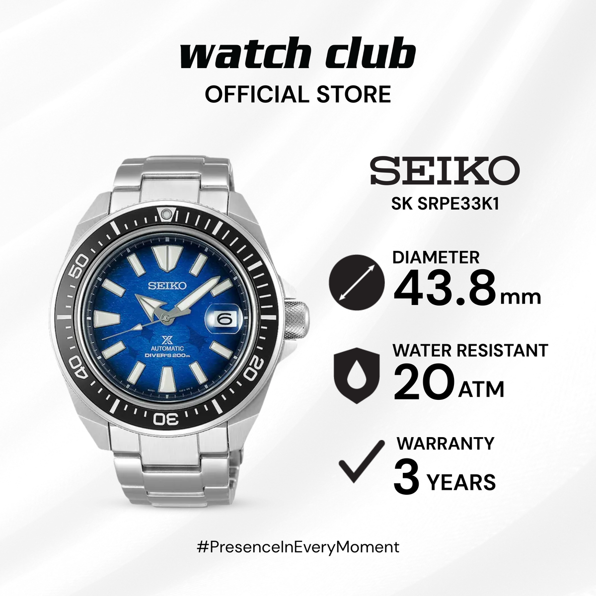 Seiko - Jam Tangan PRIA Tali Stainless Steel Seiko Prospex King Samurai SRPE33K1