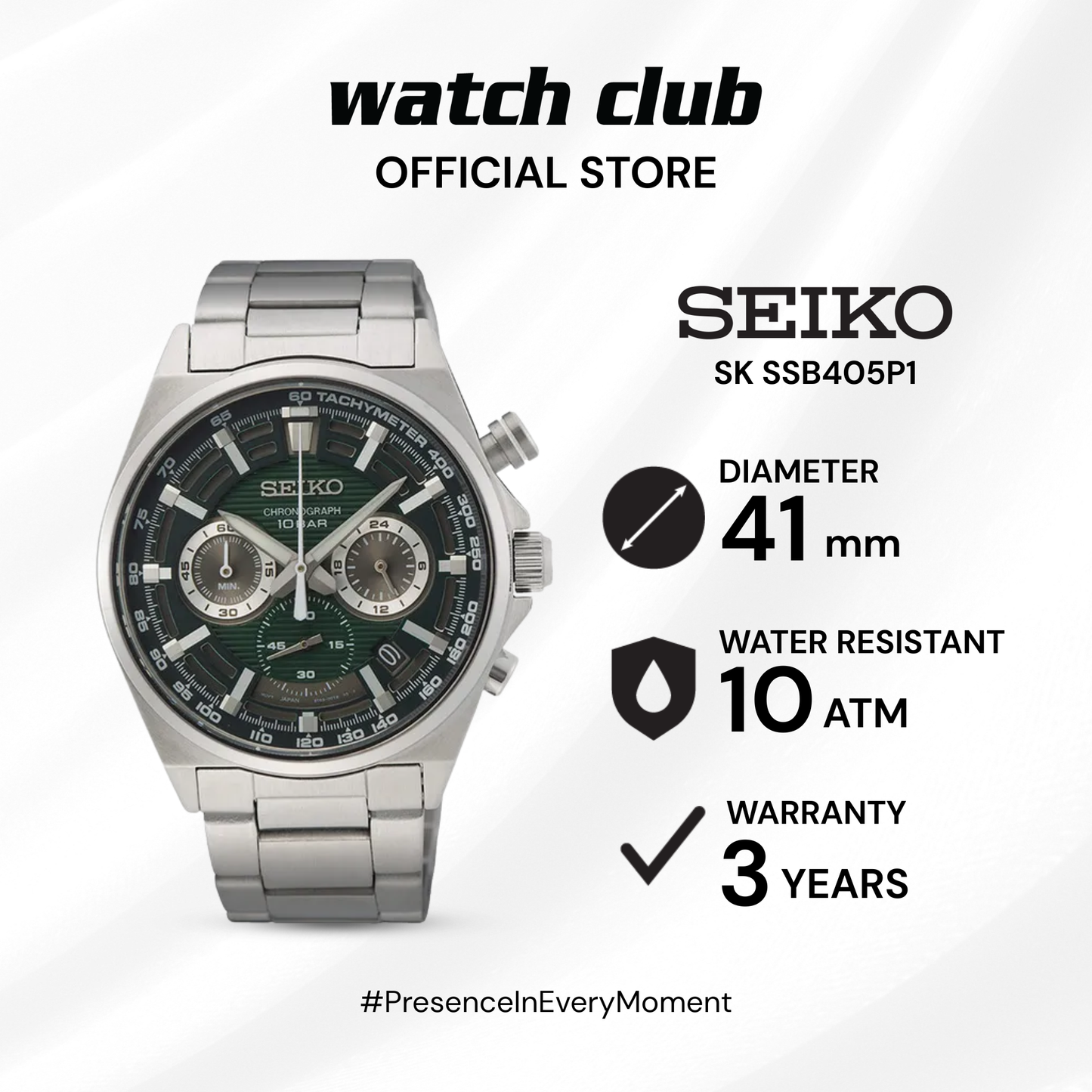 Seiko - Jam Tangan PRIA Tali Stainless Steel Seiko Essentials SSB405P1