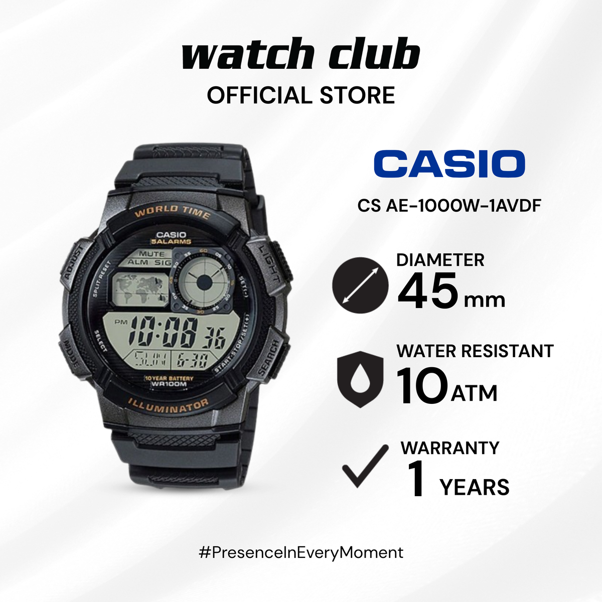 Casio - Jam Tangan PRIA Tali Resin Casio AE-1000W CS AE-1000W-1AVDF