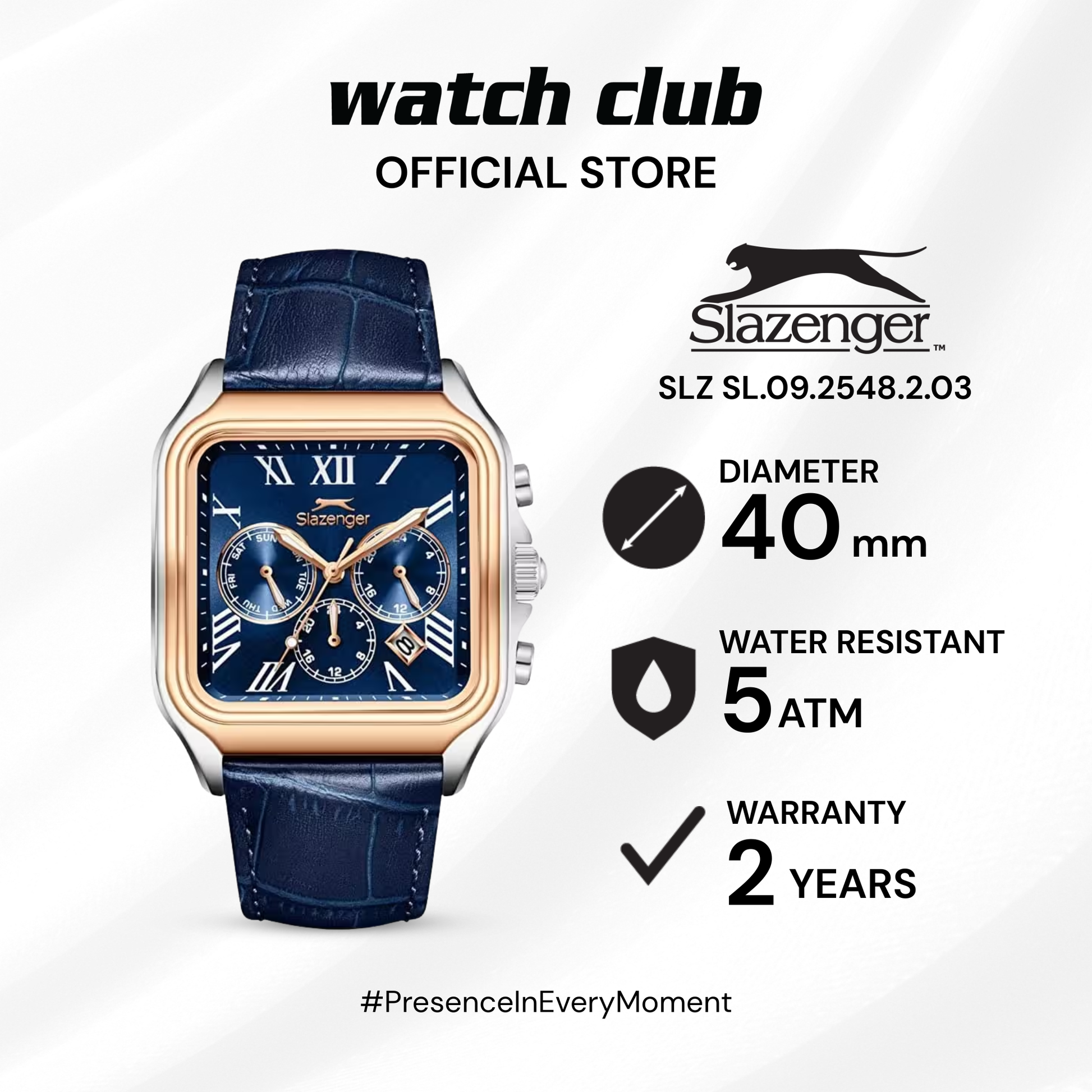 Slazenger - Jam Tangan PRIA Tali Leather Slazenger Quartz SL.09.2548.2.03