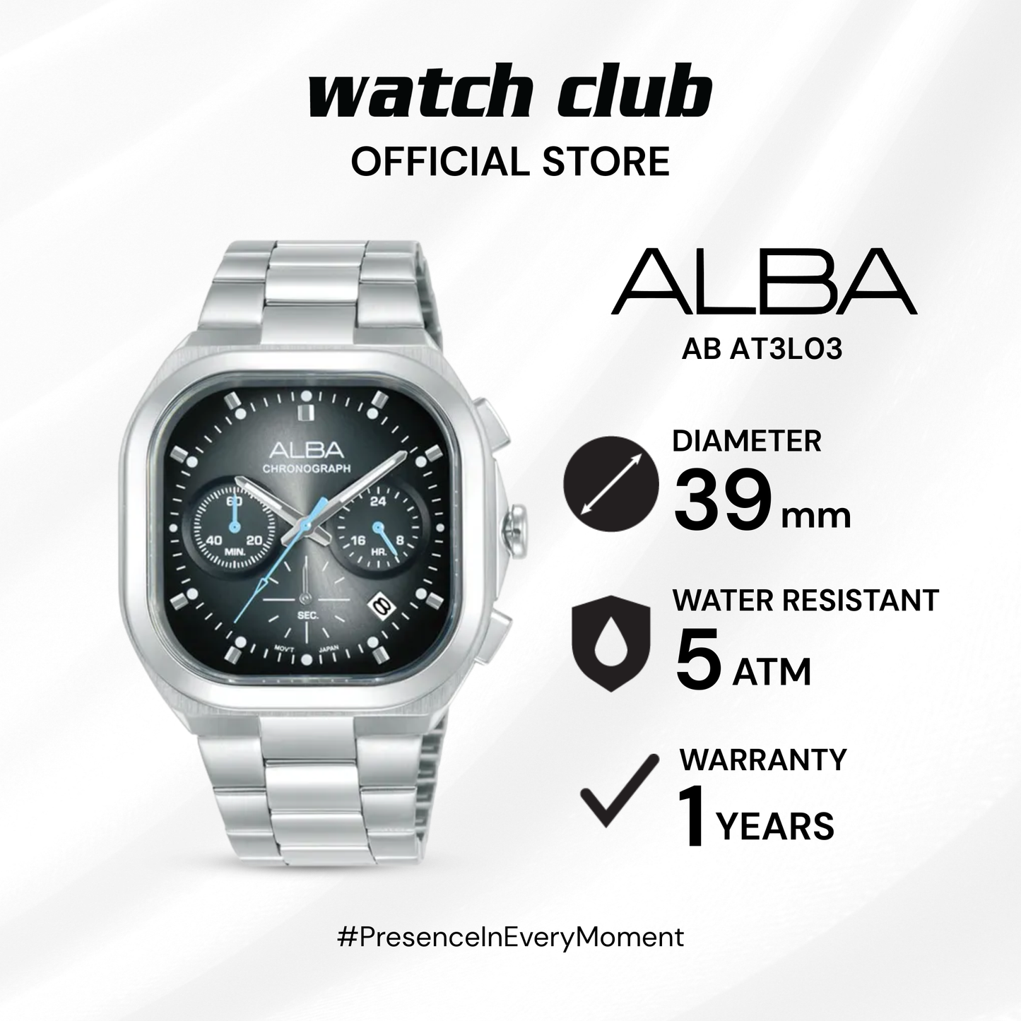 Alba - Jam Tangan PRIA Tali Stainless Steel Alba Active AT3L03X1 AB AT3L03