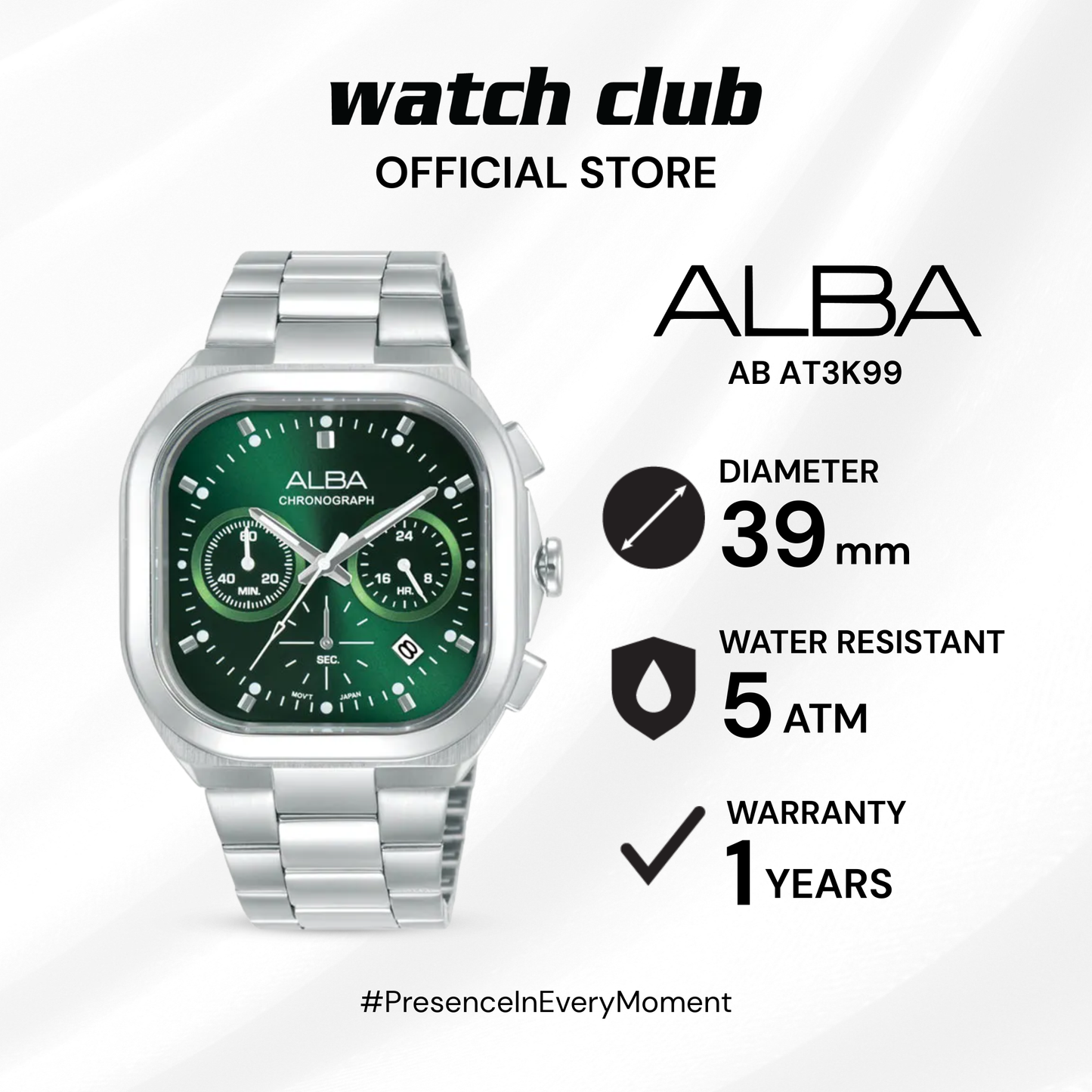 Alba - Jam Tangan PRIA Tali Stainless Steel Alba Active AT3K99X1 AB AT3K99
