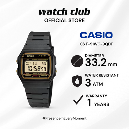 Casio - Jam Tangan UNISEX Tali Resin Casio F-91W CS F-91WG-9QDF