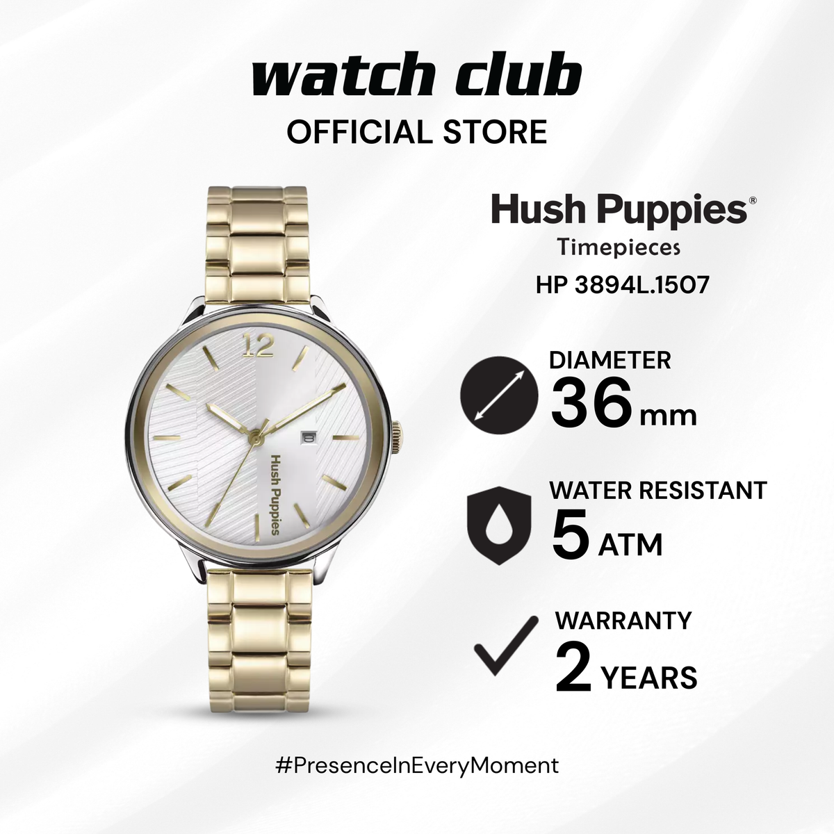 Hush Puppies - Jam Tangan WANITA Tali Rantai Stainless Steel Hush Puppies Casual HP 3894L.1507