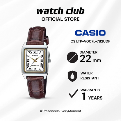 Casio - Jam Tangan WANITA Tali Leather Casio Tank CS LTP-V007L-7B2UDF