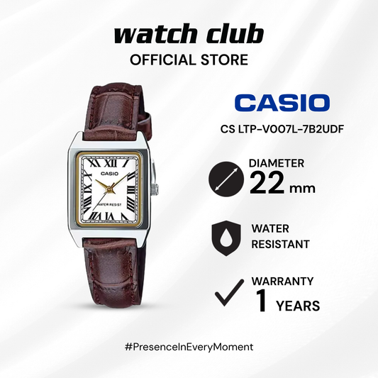 Casio - Jam Tangan WANITA Tali Leather Casio Tank CS LTP-V007L-7B2UDF