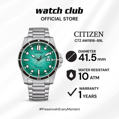 Citizen - Jam Tangan PRIA Tali Stainless Steel Citizen Eco-Drive CTZ AW1816-89L