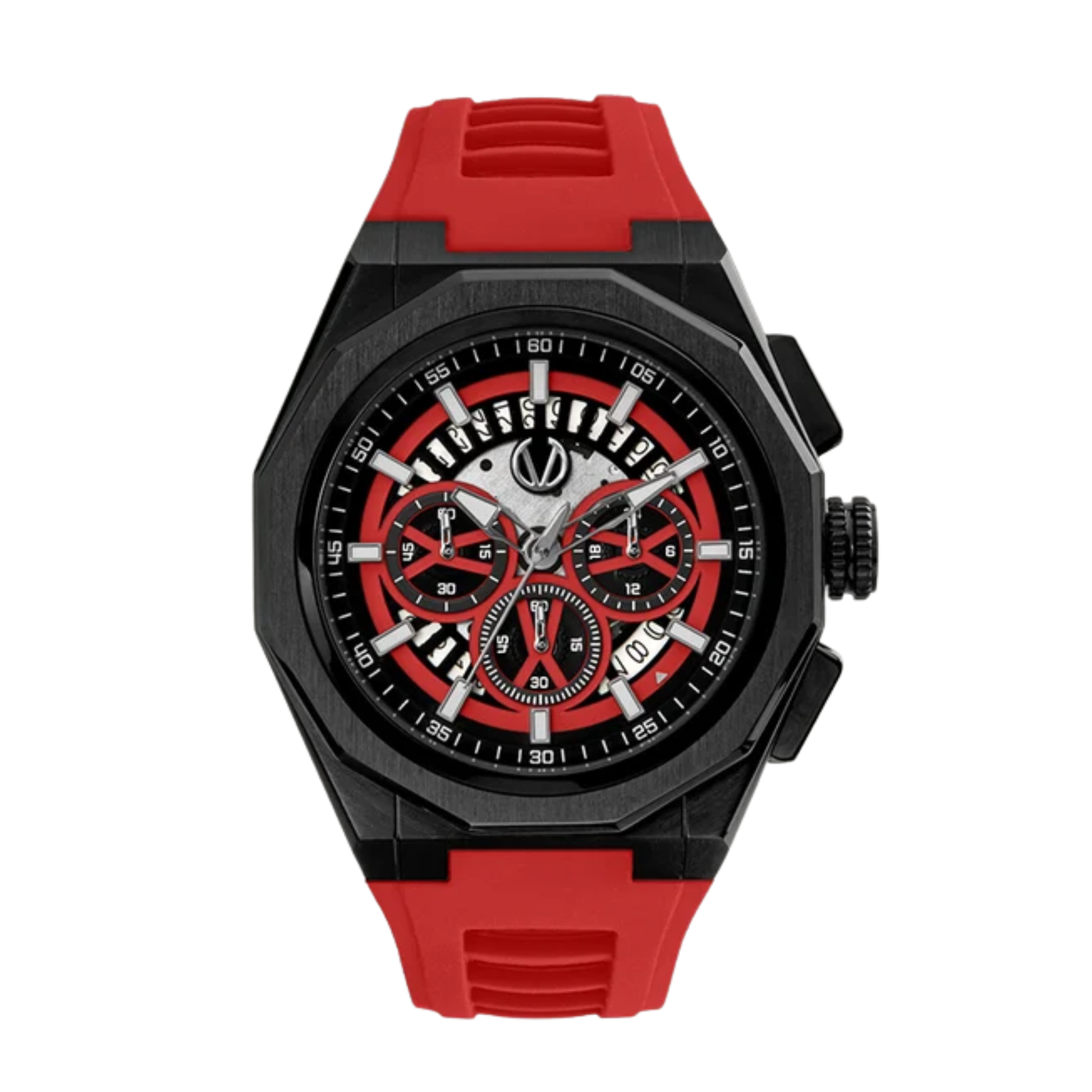 Christ Verra - Jam Tangan PRIA Tali Rubber Sillicone Christ Verra Casual CV 12189G-36 BLK/RED · Foto 2