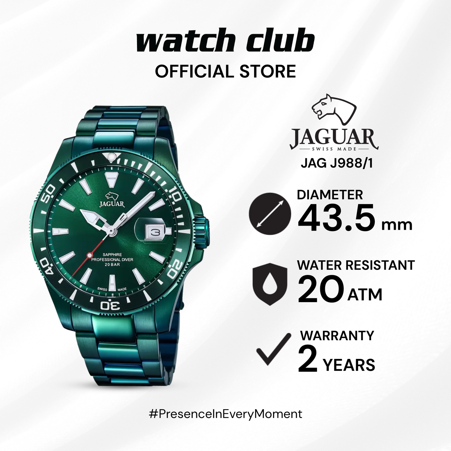 Jaguar - Jam Tangan PRIA Tali Stainless Steel JAGUAR Casual JAG J988/1