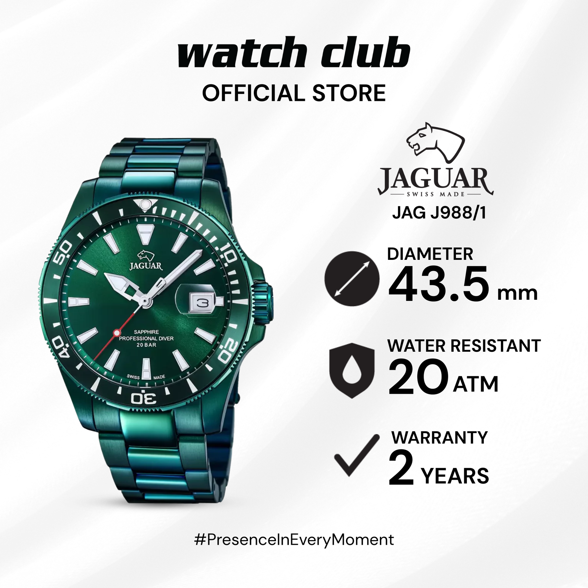 Jaguar - Jam Tangan PRIA Tali Stainless Steel JAGUAR Casual JAG J988/1