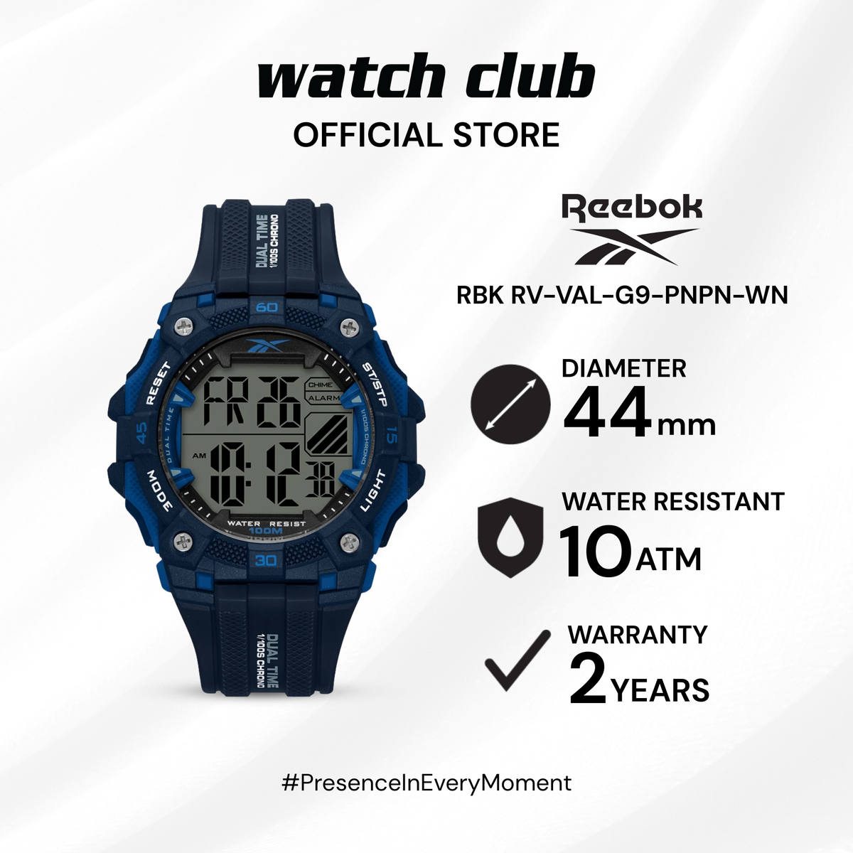 Reebok - Jam Tangan PRIA Tali Rubber Reebok Vector Valor RBK RV-VAL-G9-PNPN-WN