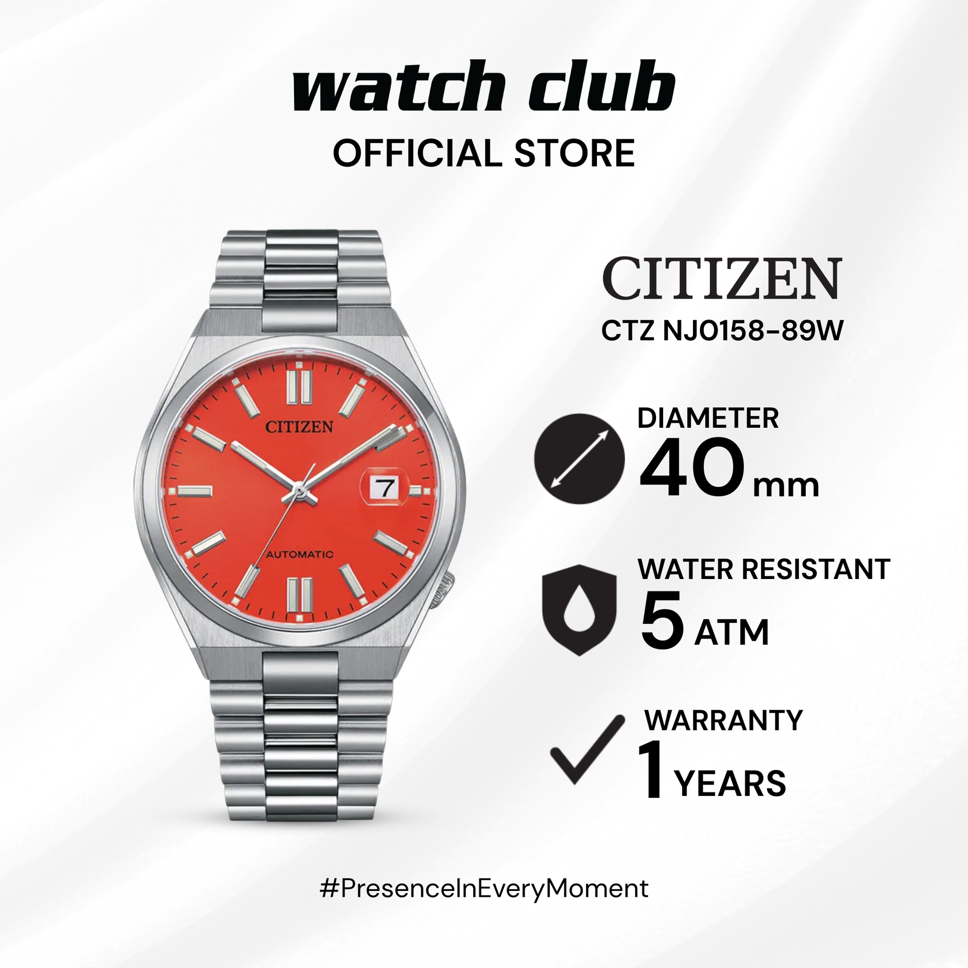 Citizen - Jam Tangan PRIA Tali Stainless Steel Citizen Mechanical  Tsuyosa Pantone Limited Edition CTZ NJ0158-89W