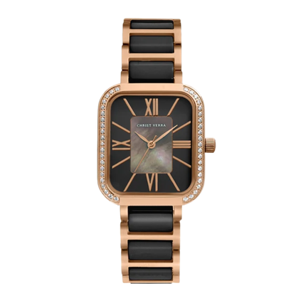 Christ Verra - Jam Tangan WANITA Tali Stainless Steel, Ceramic Christ Verra CV 922813L-55 BLK/MOP · Foto 2