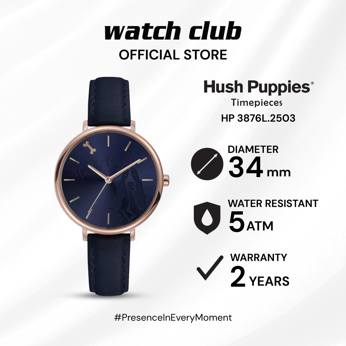 Hush Puppies - Jam Tangan WANITA Tali Kulit Hush Puppies Casual HP 3876L.2503